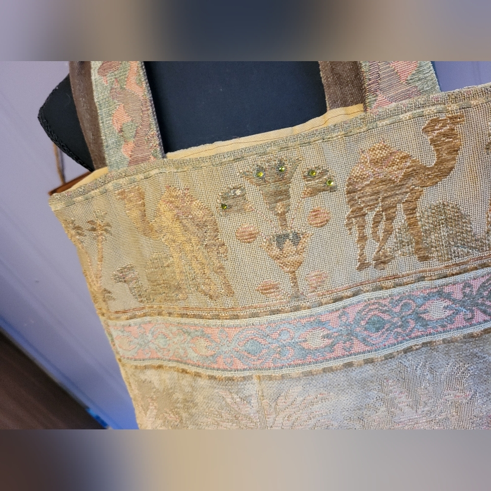 Vintage Camel Patterned handmade tapestry Tote Bag